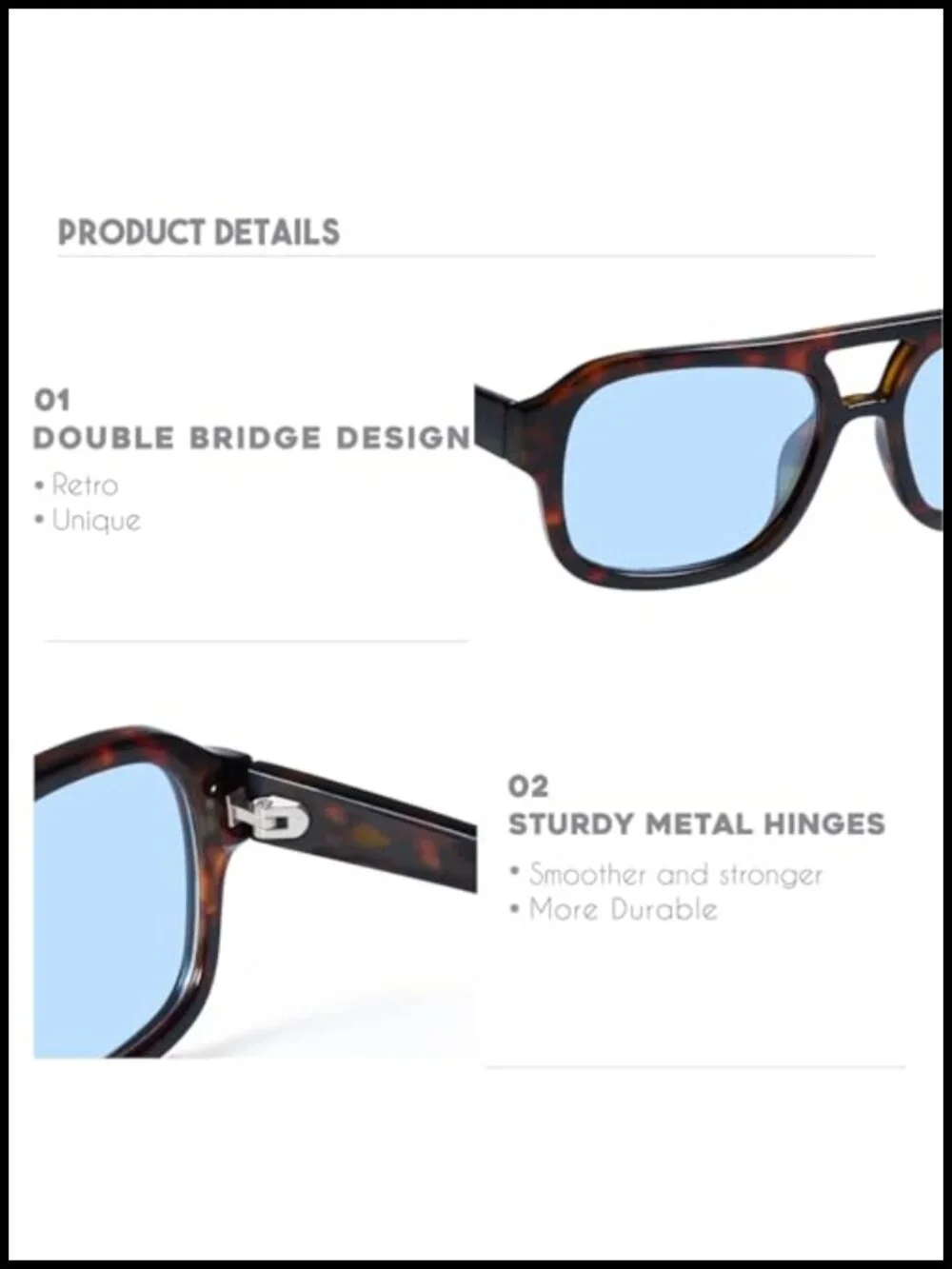 Narrow Square Aviator Sunglasses with UV 400 Protection